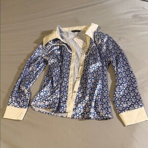 Sollinarry Blue and White Geometric Shirt